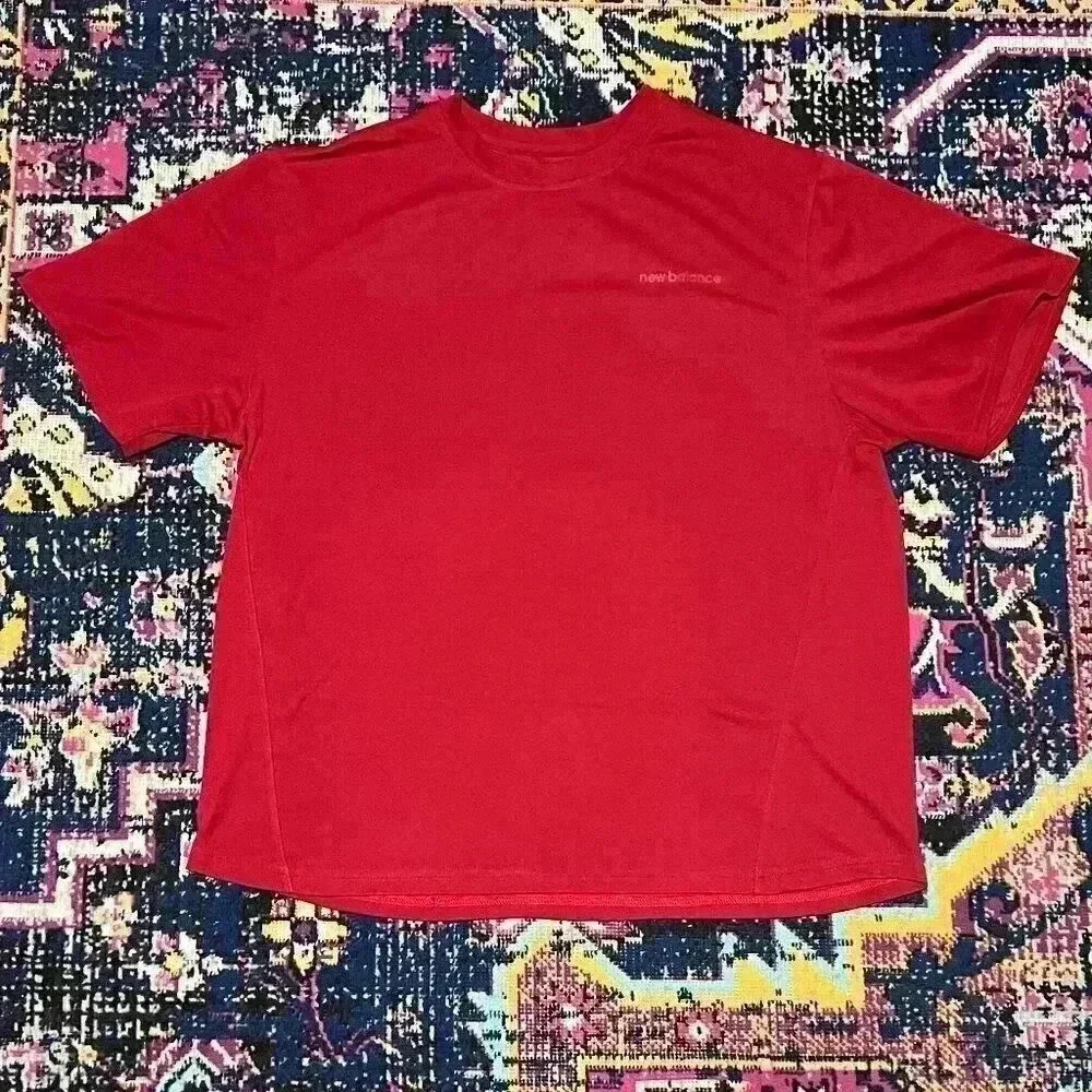 New Balance Men's NB Dry Short Sleeve Red T-Shirt Performance Training XL Tee‎